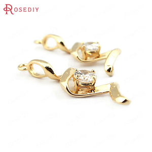 6PCS 32*11MM 24K Brass Zircon Snake Charms Pendants Jewelry Findings