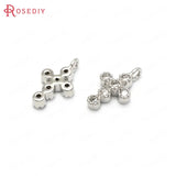 6PCS 10*6MM 24K Brass Zircon Cross Charms Pendants DIY Jewelry Findings