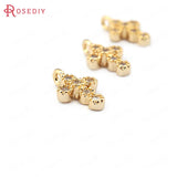 6PCS 10*6MM 24K Brass Zircon Cross Charms Pendants DIY Jewelry Findings