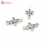 6PCS 10*6MM 24K Brass Zircon Cross Charms Pendants DIY Jewelry Findings