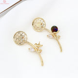 2PCS 18x48MM 24K Plated Brass Zircon Tree Branch Brooch DIY Jewelry