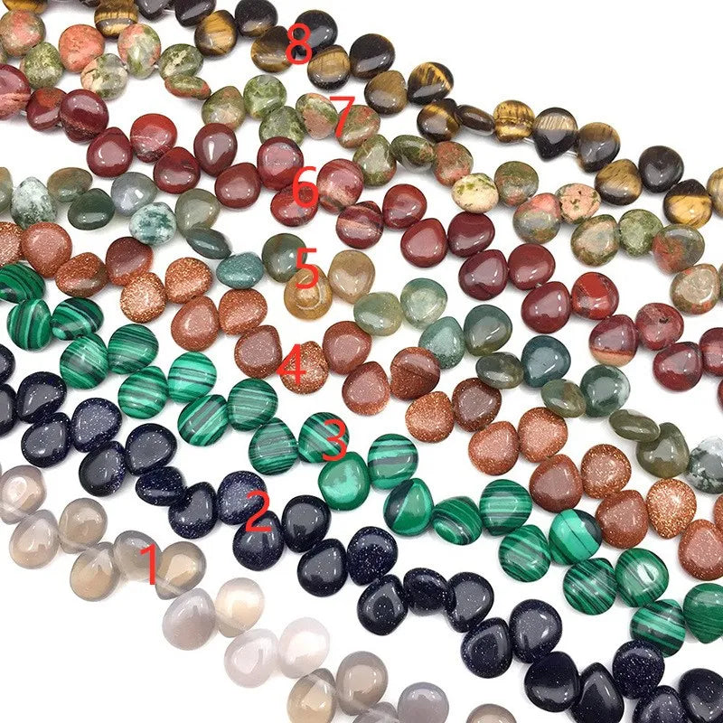 Natural Gemstone Loose Beads 10x12mm Flat Drop Shape
