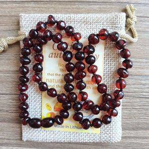 Baby Teething Amber Necklace for Adult Cherry Beads Natural Gemstone Jewelry