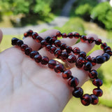 Baby Teething Amber Necklace for Adult Cherry Beads Natural Gemstone Jewelry