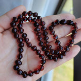 Baby Teething Amber Necklace for Adult Cherry Beads Natural Gemstone Jewelry