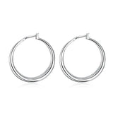 925 Silver Big Circle Round Hoop Earring for Women Statement Christmas Jewelry