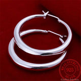 925 Silver Big Circle Round Hoop Earring for Women Statement Christmas Jewelry