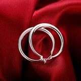 925 Silver Big Circle Round Hoop Earring for Women Statement Christmas Jewelry