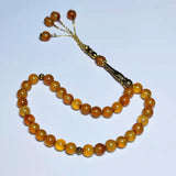 33pcs 8mm Yellow Chalcedony Beads w/ Copper Chain for Tasbyha Rosary Counter