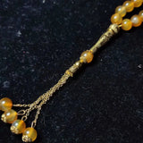 33pcs 8mm Yellow Chalcedony Beads w/ Copper Chain for Tasbyha Rosary Counter