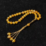 33pcs 8mm Yellow Chalcedony Beads w/ Copper Chain for Tasbyha Rosary Counter