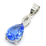 Lovely Pink Rhodolite Garnet Tanzanite CZ Silver Pendant