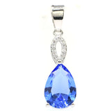 Lovely Pink Rhodolite Garnet Tanzanite CZ Silver Pendant