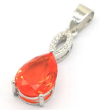 Orange Spessartine Garnet Pink Morganite CZ Silver Pendant