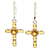 Red Ruby Golden Citrine Pink Tourmaline Tanzanite Earrings
