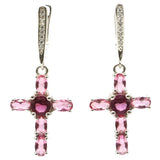 Red Ruby Golden Citrine Pink Tourmaline Tanzanite Earrings