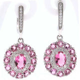 Created Aquamarine Pink Tourmaline Tanzanite CZ 925 Silver Earrings