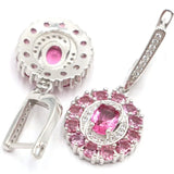 Created Aquamarine Pink Tourmaline Tanzanite CZ 925 Silver Earrings
