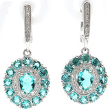 Created Aquamarine Pink Tourmaline Tanzanite CZ 925 Silver Earrings