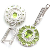 Green Peridot Citrine CZ 925 Silver Earrings