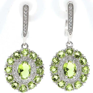 Green Peridot Citrine CZ 925 Silver Earrings