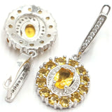 Green Peridot Citrine CZ 925 Silver Earrings