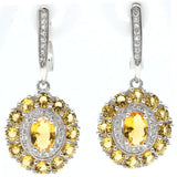 Green Peridot Citrine CZ 925 Silver Earrings