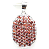 Orange Spessartine Garnet CZ Silver Pendant for Women