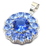 Gorgeous Pink Morganite Tanzanite CZ Silver Pendant