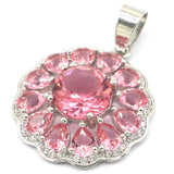 Gorgeous Pink Morganite Tanzanite CZ Silver Pendant
