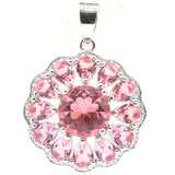 Gorgeous Pink Morganite Tanzanite CZ Silver Pendant