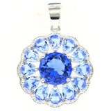 Gorgeous Pink Morganite Tanzanite CZ Silver Pendant