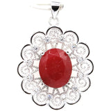 Red Ruby Sapphire Pendant 925 Sterling Silver Bride Wedding Gift