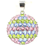 Pink Tourmaline Peridot Tanzanite Silver Pendant
