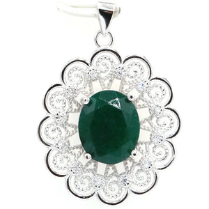 Hollow Real Green Emerald Created Rhodolite Garnet Violet Tanzanite Pendant