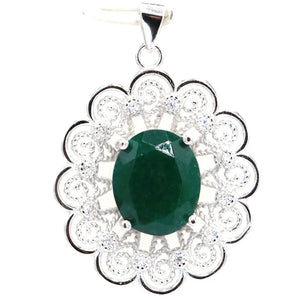 Hollow Real Green Emerald Created Rhodolite Garnet Violet Tanzanite Pendant