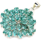 Green Peridot Aquamarine Pink Tourmaline CZ 925 Silver Pendant