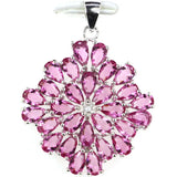 Green Peridot Aquamarine Pink Tourmaline CZ 925 Silver Pendant