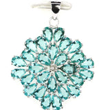 Green Peridot Aquamarine Pink Tourmaline CZ 925 Silver Pendant