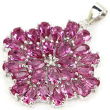 Green Peridot Aquamarine Pink Tourmaline CZ 925 Silver Pendant