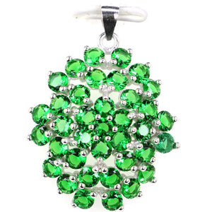 Tourmaline Peridot Tanzanite Emerald Pendant 925 Silver Wedding Gift