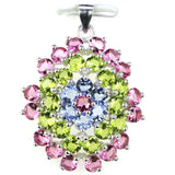 Tourmaline Peridot Tanzanite Emerald Pendant 925 Silver Wedding Gift