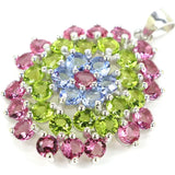 Tourmaline Peridot Tanzanite Emerald Pendant 925 Silver Wedding Gift