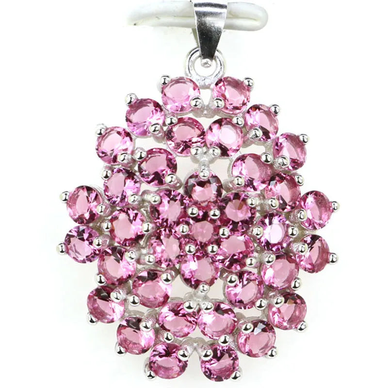 Princess Cut Aquamarine Pink Tourmaline Wedding Pendant