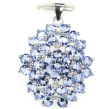 Princess Cut Golden Citrine Violet Tanzanite Sterling Silver Pendant