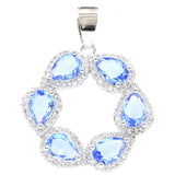 Lovely Pink Rhodolite Garnet Tanzanite CZ Silver Pendant Daily Wear