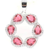 Lovely Pink Rhodolite Garnet Tanzanite CZ Silver Pendant Daily Wear