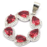 Lovely Pink Rhodolite Garnet Tanzanite CZ Silver Pendant Daily Wear