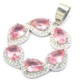 Pink Morganite CZ Drop Silver Pendant Fine Jewelry