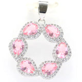 Pink Morganite CZ Drop Silver Pendant Fine Jewelry